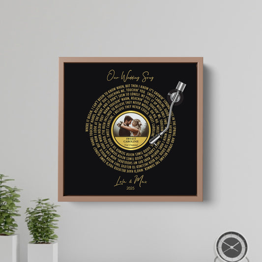 WEDDING ANNIVERSARY GIFT WITH SONG LYRICS CUSTOM PHOTO FRAMED CANVAS PRINT