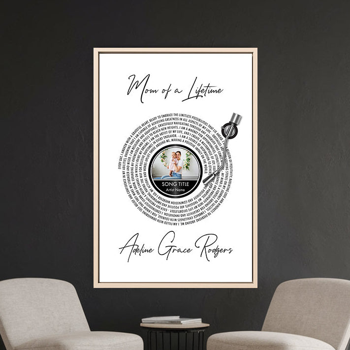 PERSONALIZED MOTHER’S DAY GIFT – CUSTOM PHOTO & SONG LYRICS FRAMED CANVAS UNIQUE KEEPSAKE FOR MOM, GRANDMA, OR NEW MOTHER