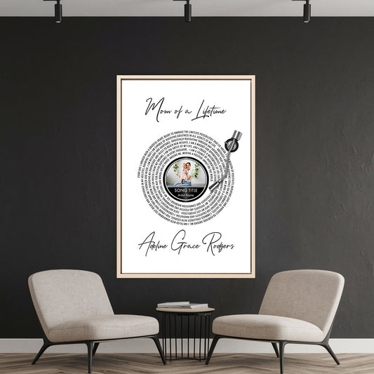 PERSONALIZED MOTHER’S DAY GIFT – CUSTOM PHOTO & SONG LYRICS FRAMED CANVAS UNIQUE KEEPSAKE FOR MOM, GRANDMA, OR NEW MOTHER
